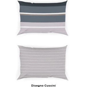 Coppia Federe per cuscini letto SCIA GRIGIO 100% Cotone e Made in Italy a righe moderno
