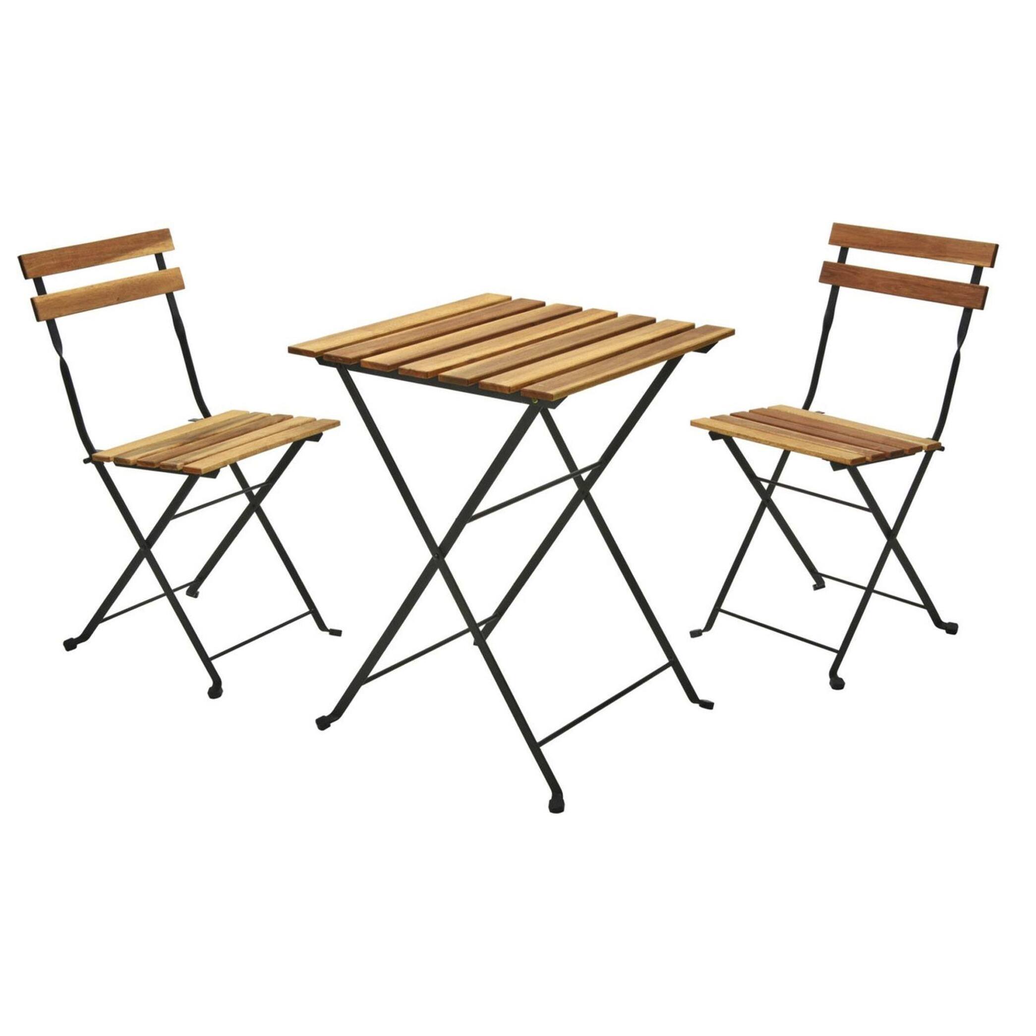 Well home - juego 'bistro' de mesa + 2 sillas en madera y marco de acero negro