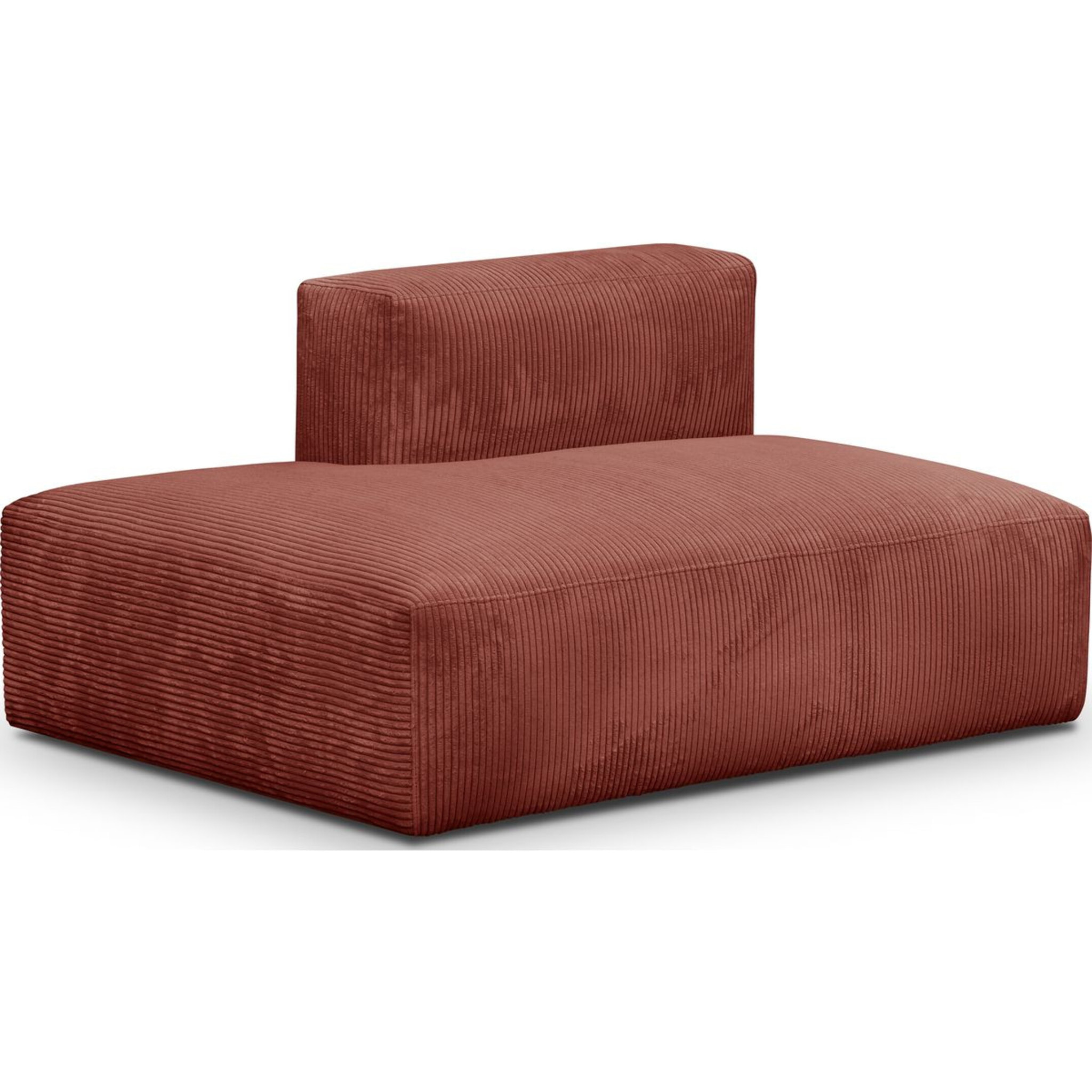 Canapé d'angle à droite modulable 5 places en velours côtelé + pouf - MODULO