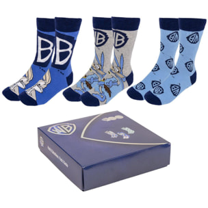 Set 3 Calcetines 100th Anniversary Warner Adulto - Multicolor