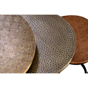 Set de 3 mesas - metal, bronce, cobre y latón