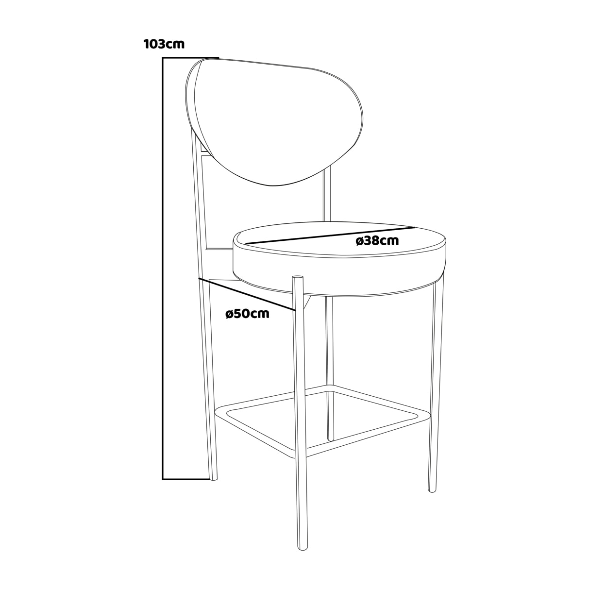 LIER - Coppia di 2 sgabelli alti di design in velluto beige