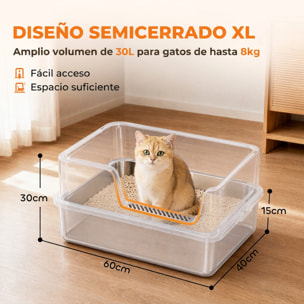 Arenero para Gatos de Acero Inoxidable XL, Caja de Arena para Gatos, Arenero con Borde Alto, Pala, Cepillo, Gancho, Fácil de Limpiar, Antifugas, Gris Claro