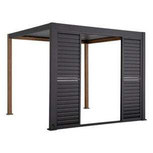 Persienne coulissante pour pergola bioclimatique "Evora" - 1/3 côté - 2,7 x 2,3m Graphite