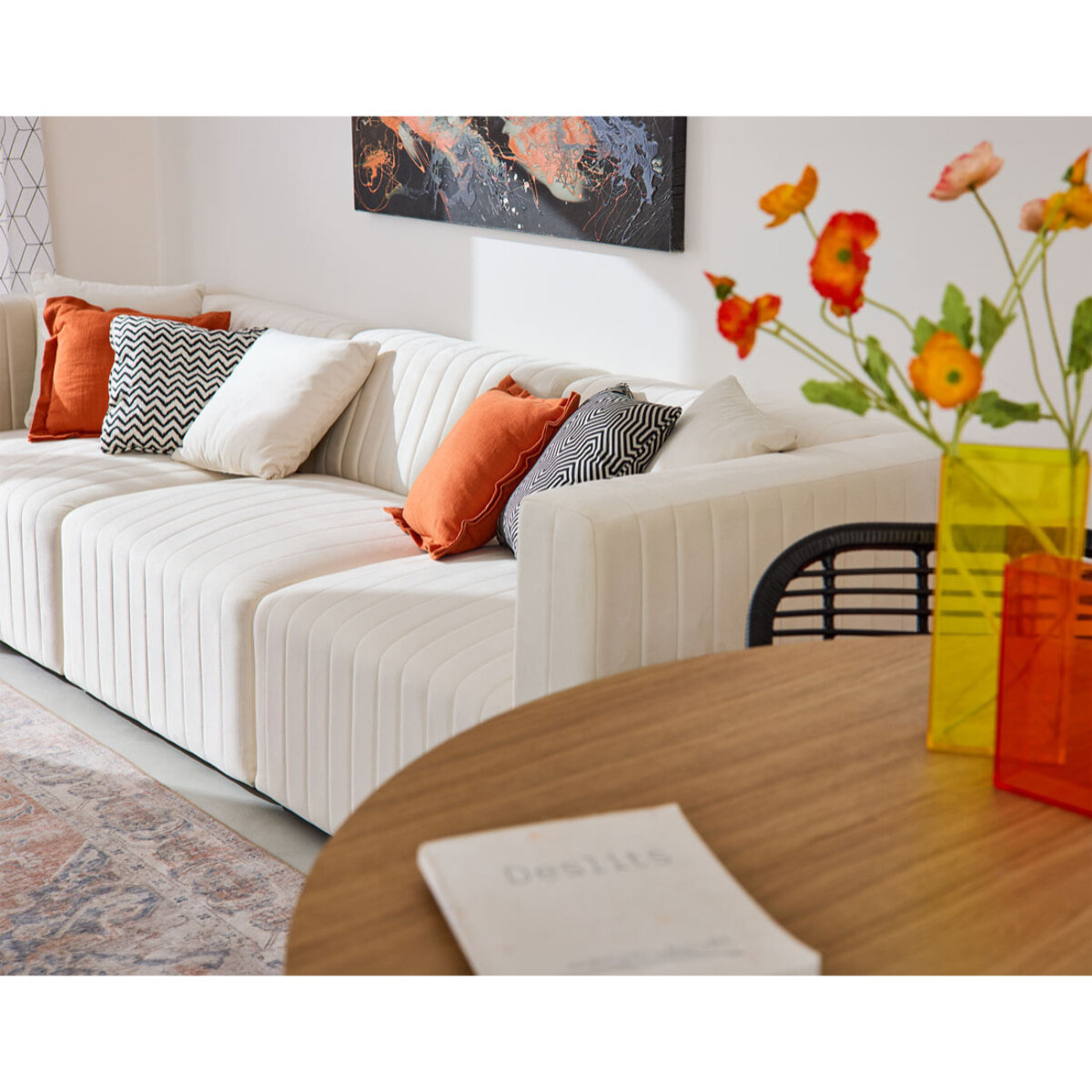 Nova - canapé modulable 3 places - en velours - Beige