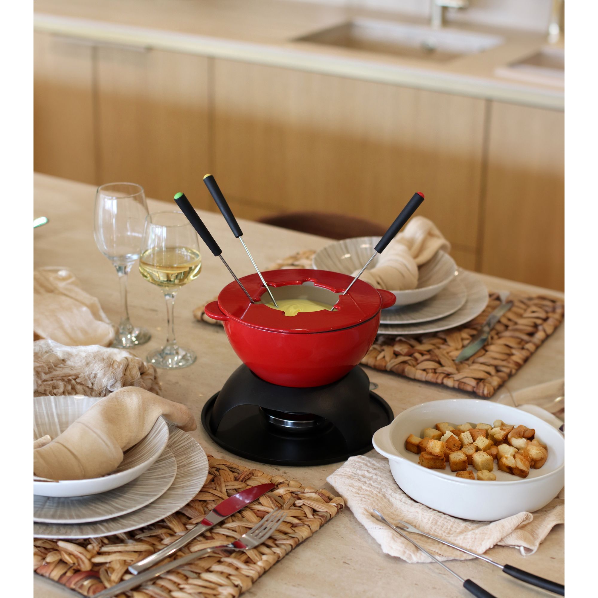 Service à fondue en fonte émaillée 10 pièces GENTIANE