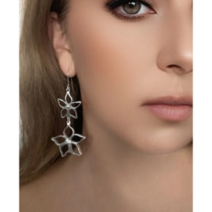 Pendiente doble largo Irregular Blom en plata chapado 10µ gancho