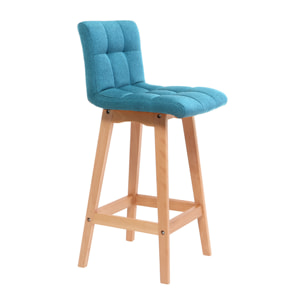 Tabourets de bar bois et bleu canard H65 cm (lot de 2) KLARIS