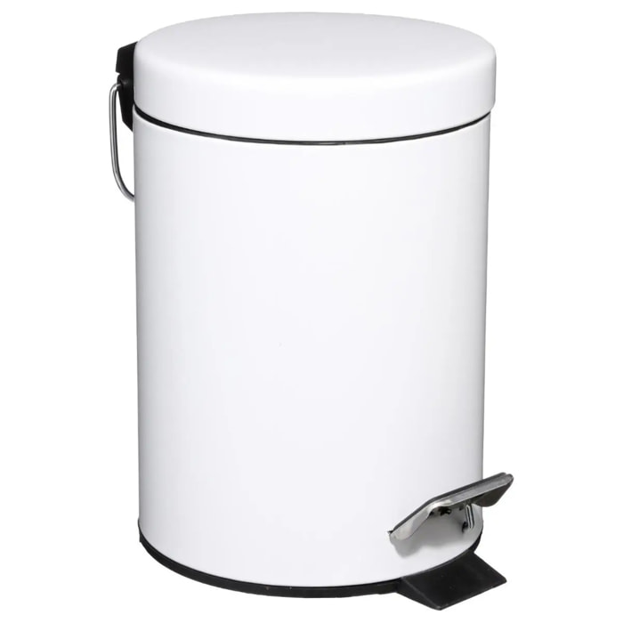 Poubelle ronde métal 3L "Colorama" blanc