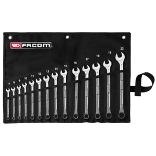Jeu de 10 clés mixtes longues OVG GRIP 441 - 7 à 22 mm en trousse textile - FACOM - 441.JV14GRPPB