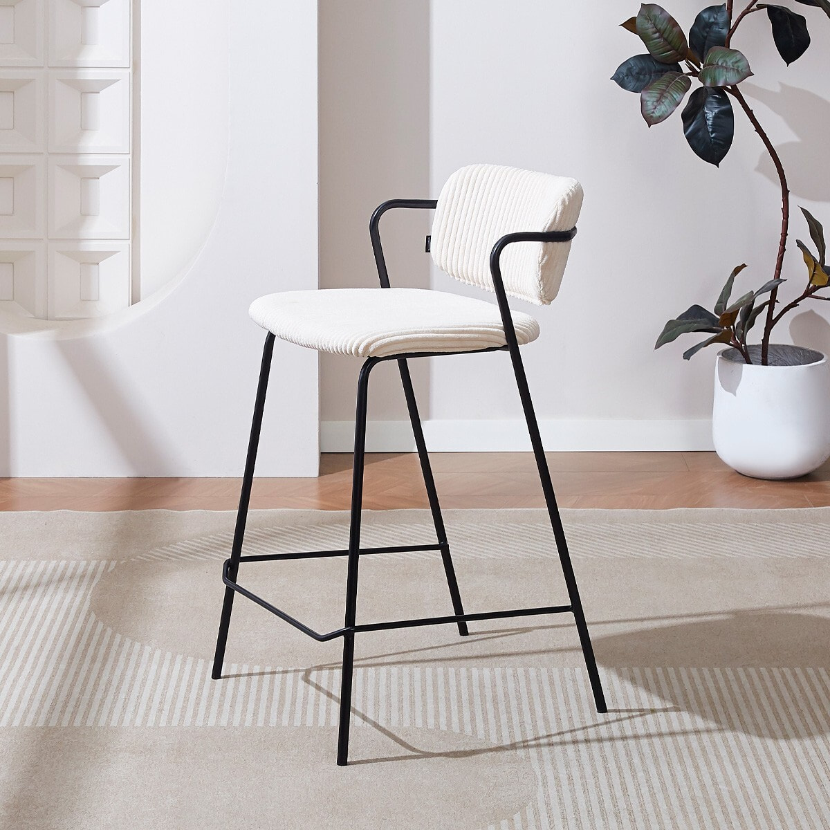 Lot de 2 tabourets de bar en velours côtelé - JONES