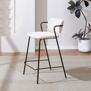 Lot de 2 tabourets de bar en velours côtelé - JONES
