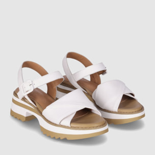Sandalias de Piel - Blanco - Tacón: 4 cm