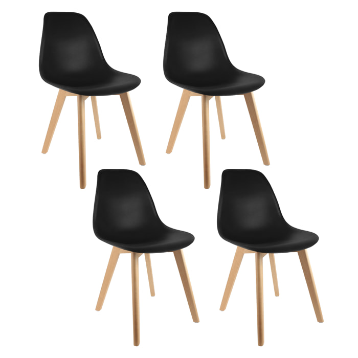 Chaise Scandinave Coque Noire - Lot De 4