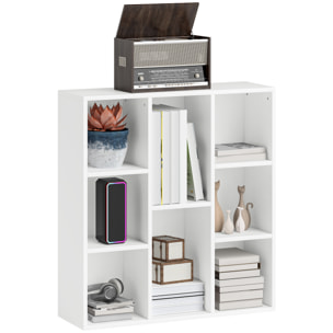 Librería de 3 Niveles Estantería de Libros con 8 Compartimentos Diseño Vertical u Horizontal para Sala de Estar Oficina Dormitorio 74,3x24x80 cm Blanco