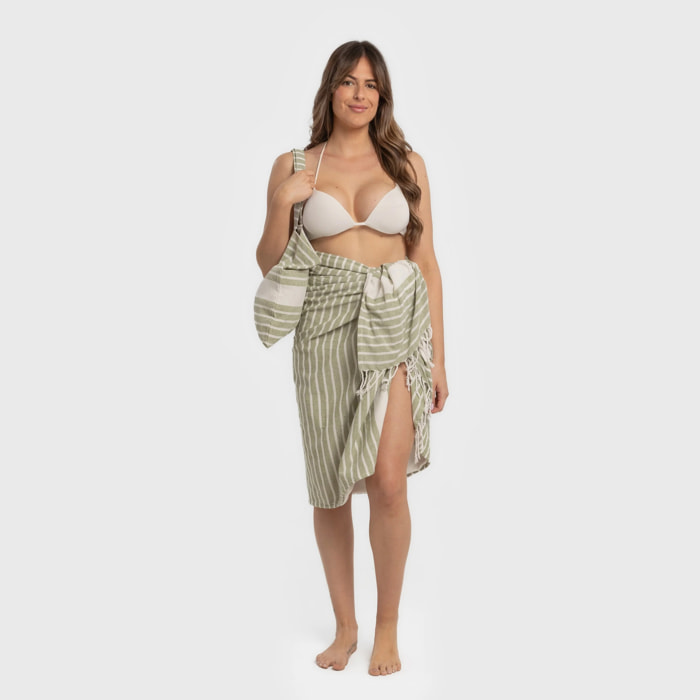 Pack Toalla Pareo + Bolso Raya algodón