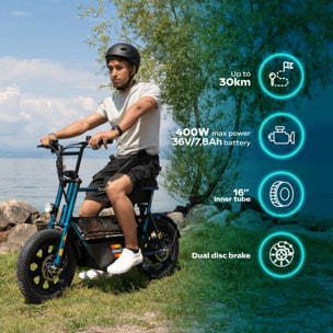 Draisienne Électrique Adulte Thunder 160 – Moteur 1100W - Autonomie Jusqu'a 30 km - Pneu 16" FATBIKE - Batterie 42V/7,8Ah - Poids 28Kg