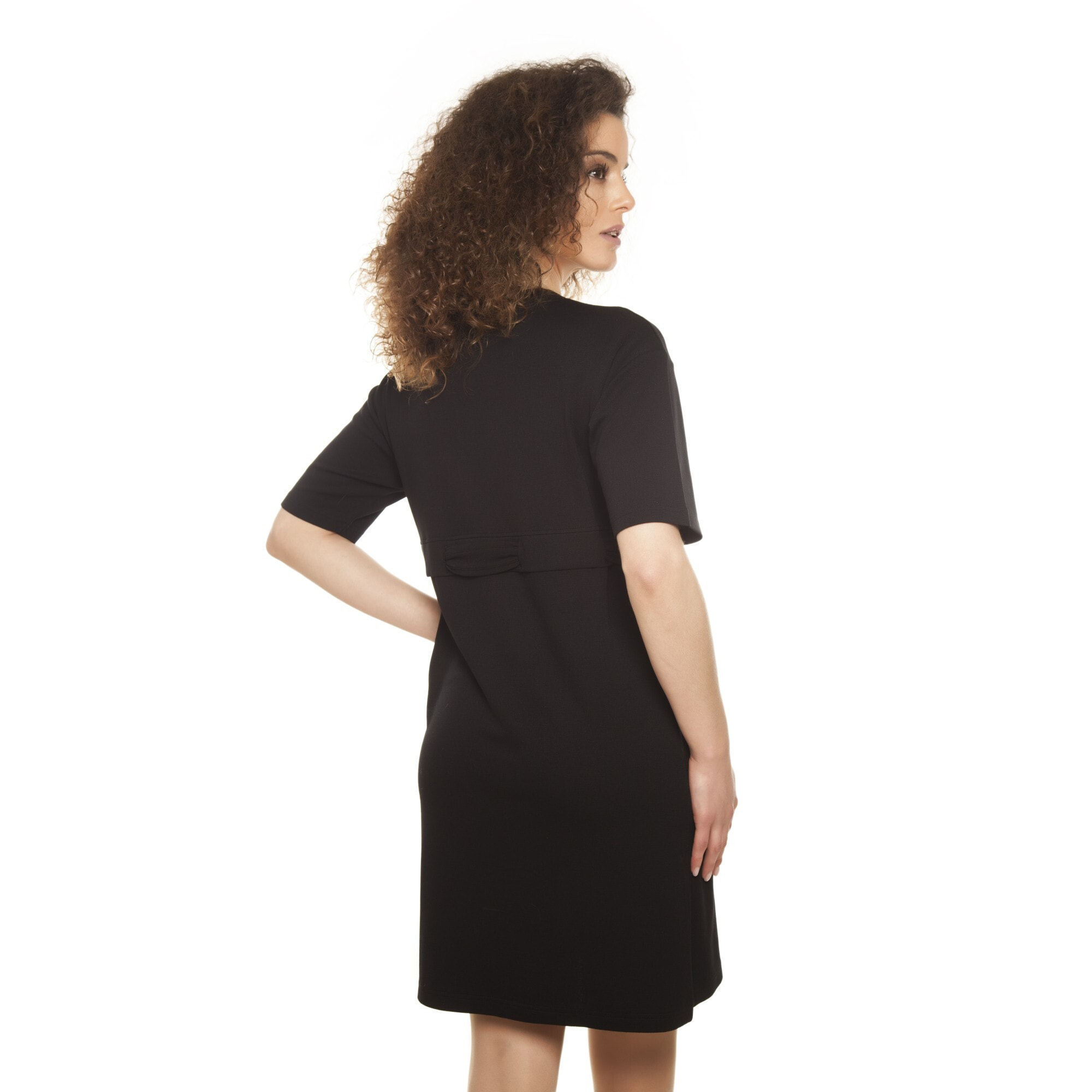 Mamatayoe Vestido Albrizzi Para Mujer, Manga Corta, Escote Redondo, Negro