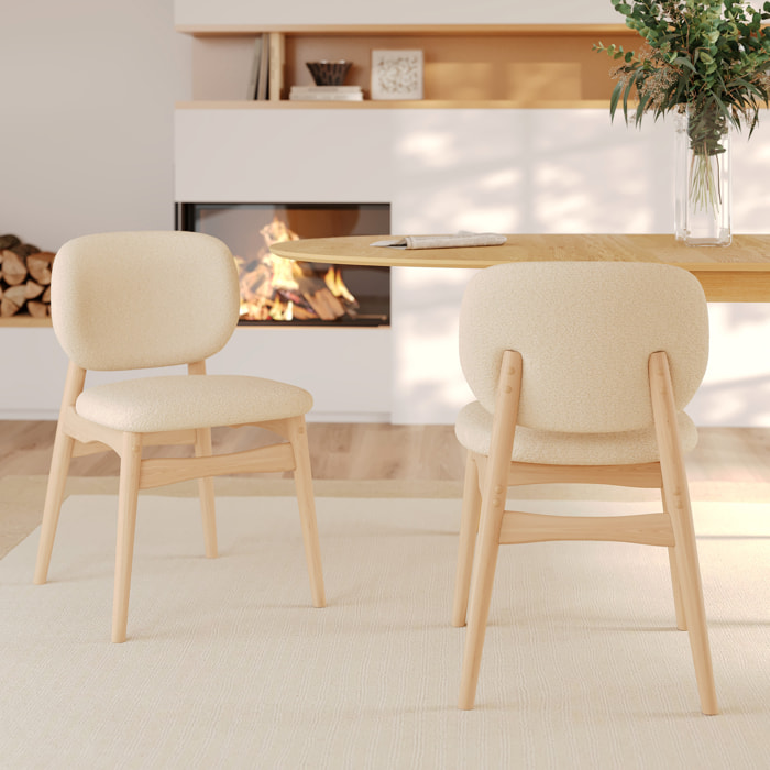 Lot de 2 chaises en tissu bouclé beige - Paulette