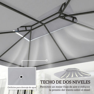 Techo de Repuesto para Cenador, 4x3 m, Cubierta de Repuesto con Techo Doble, 10 Orificios de Drenaje y Protección UV, SOLO Toldo de Recambio para Pabellón Gazebo, Gris Claro