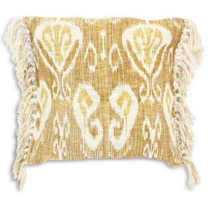 Coussin en coton jaune avec franges 45cm  ITAREMA