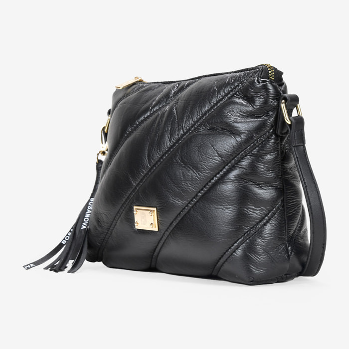 Bolso bandolera negro con cosido acolchado