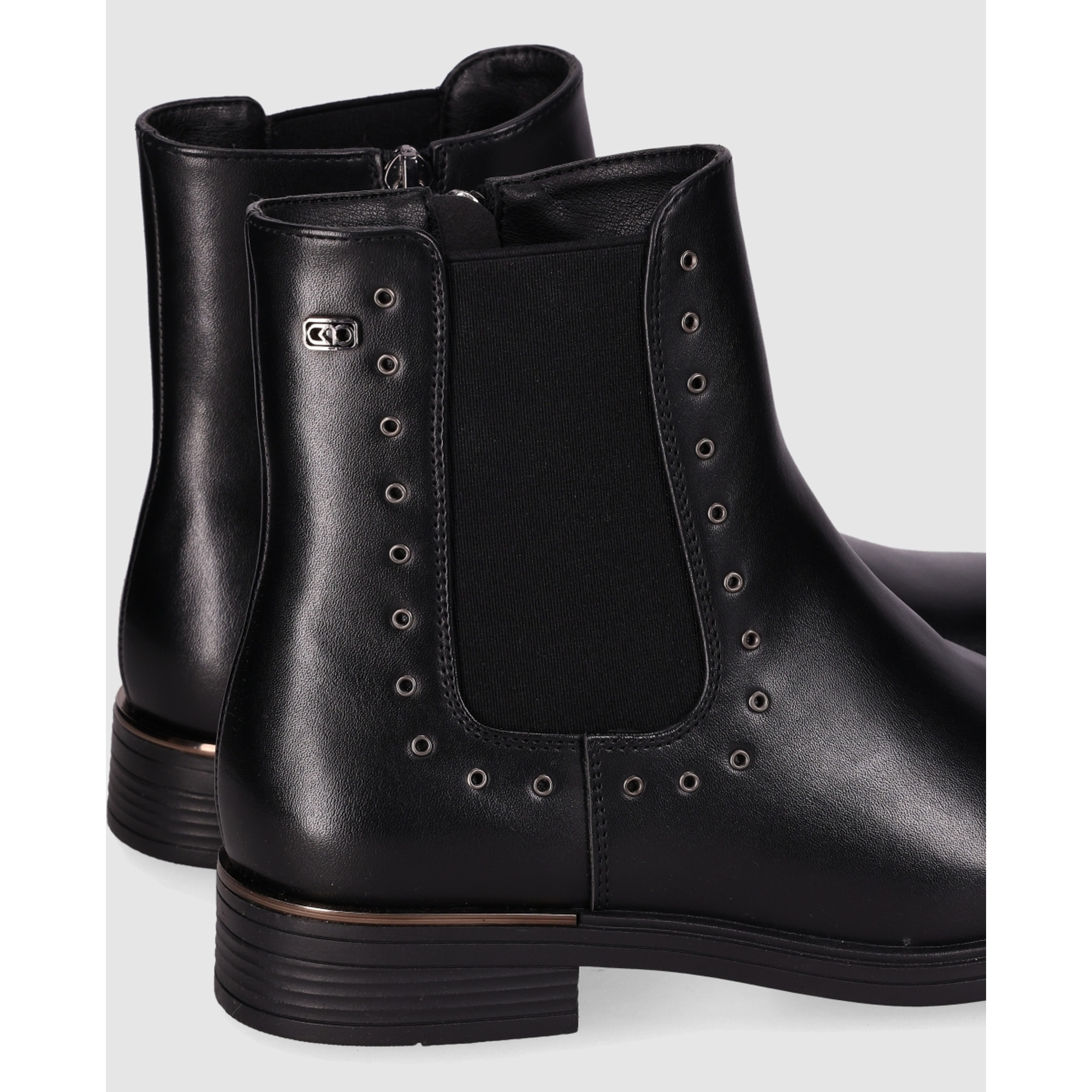 Botines de Piel Sintética - Negro - Tacón: 3 cm
