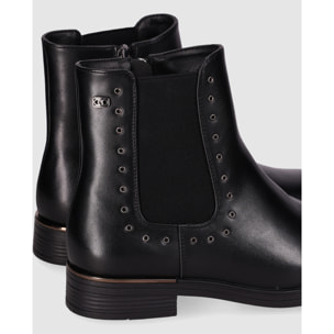 Botines de Piel Sintética - Negro - Tacón: 3 cm