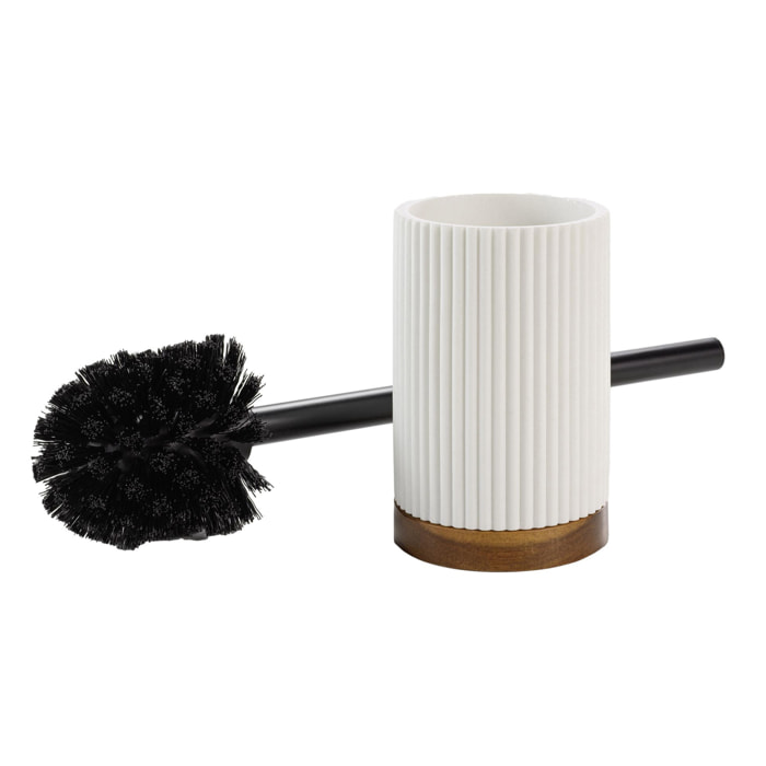 Brosse WC en acacia - Blanc