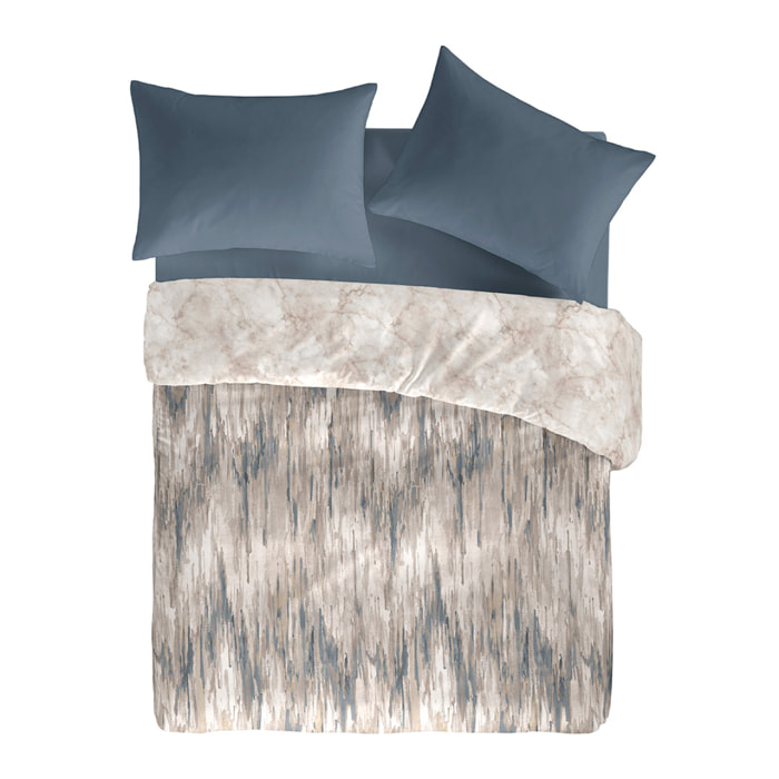 Housse de couette réversible KANNO en coton percale - denim - vendue seule