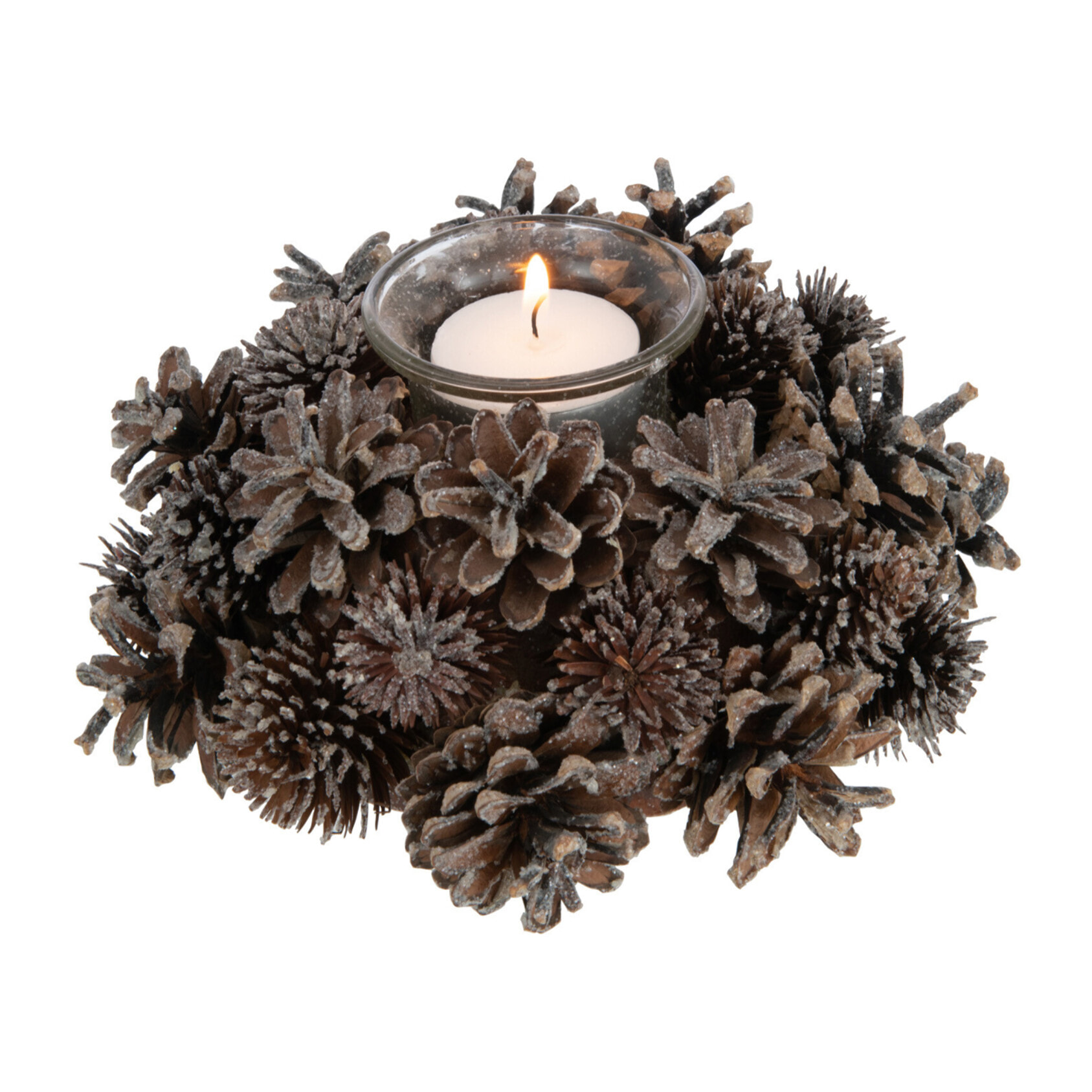 J-Line photophore Couronne Pommes De Pin - verre - brun foncé