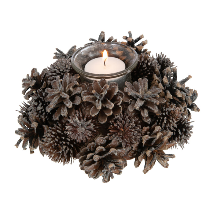 J-Line photophore Couronne Pommes De Pin - verre - brun foncé