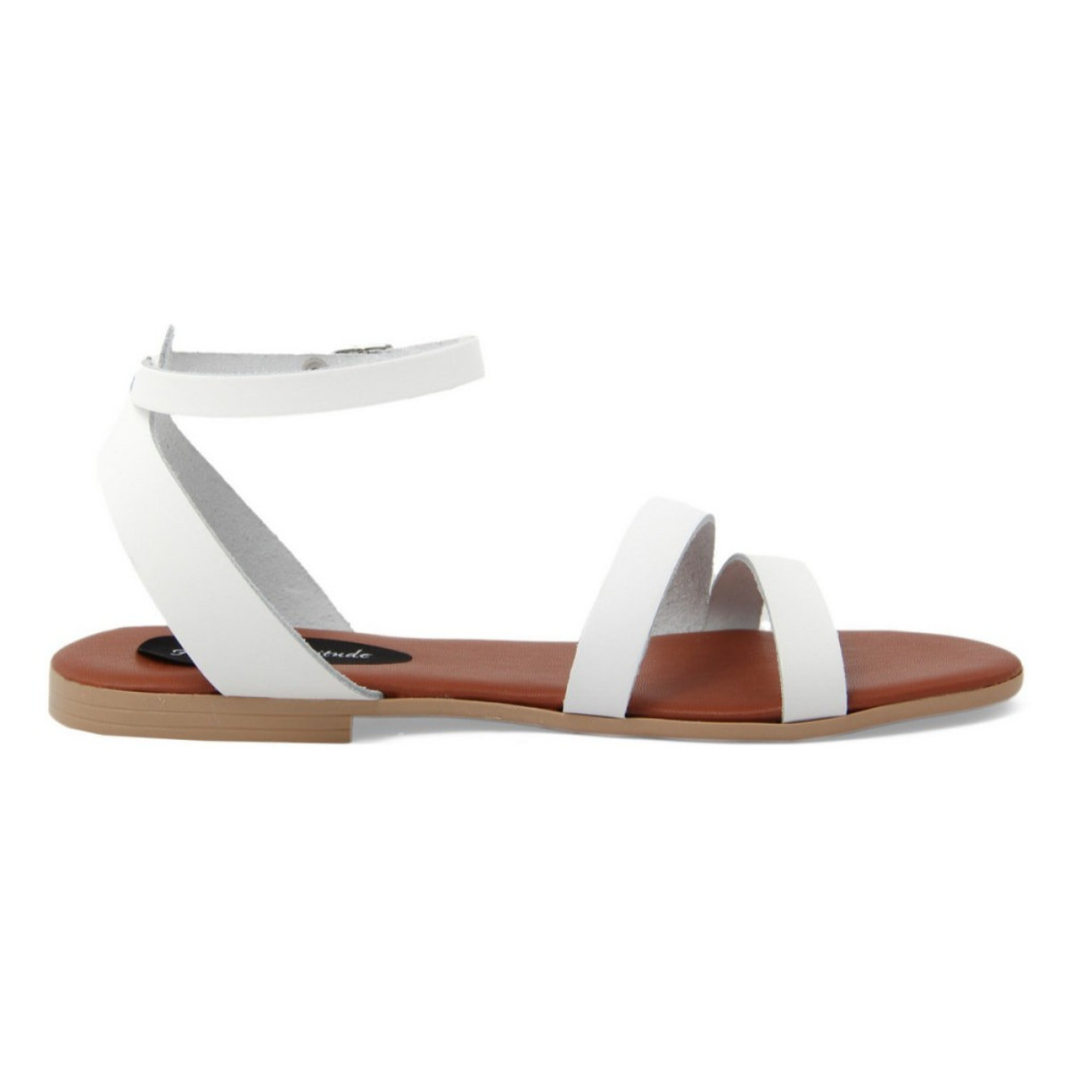 Sandali Flat Made in Italy in pelle colore Bianco, Altezza tacco 1,2 cm