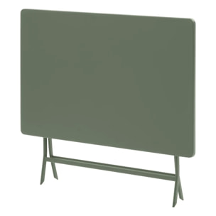 Table de jardin pliante rectangulaire "Greensboro" vert laurier 4 places en acier