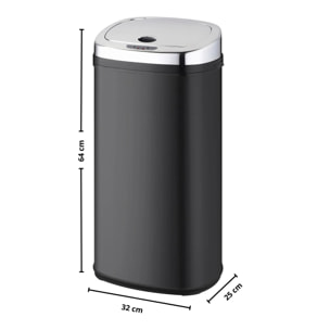 Poubelle automatique inox LARGO noir 42L