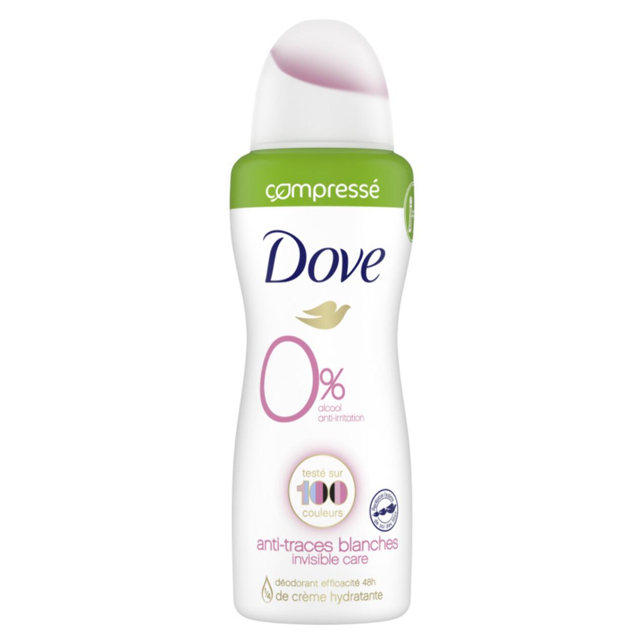 Pack de 3 - Dove 0% Déodorant Femme Spray Compressé Invisible Care 100ml