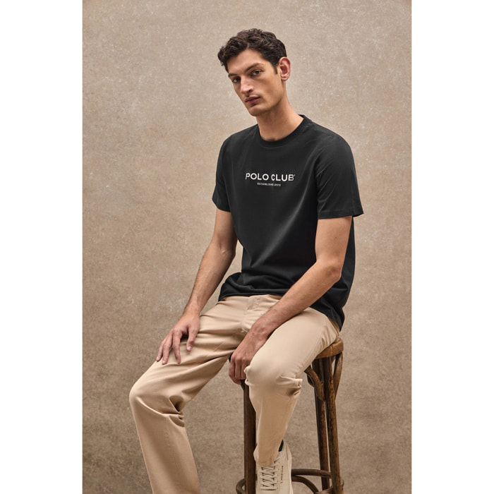 Camiseta negra con logo Established 2012 Polo Club