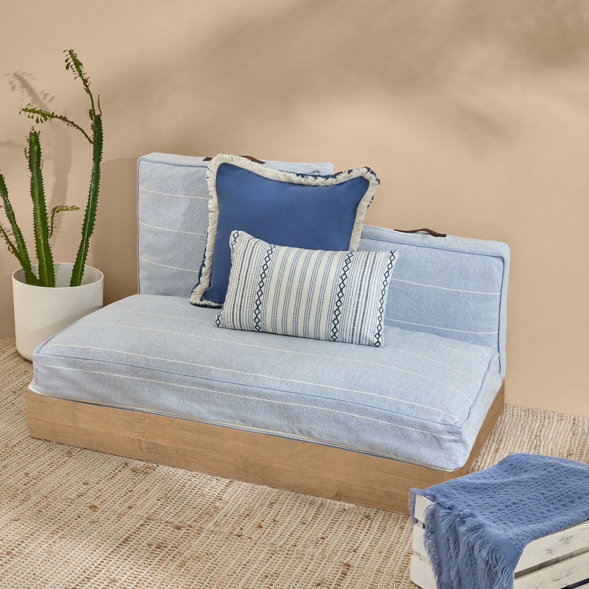 Cojín palet rayas Bolrichicompleto color azul