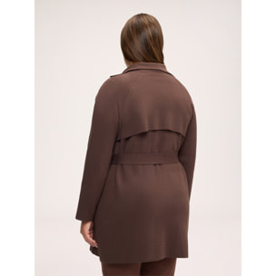 Fiorella Rubino - Cappottino in maglia fine con cintura - Marrone