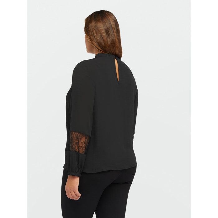 Fiorella Rubino - Blusa con inserti in pizzo - Nero