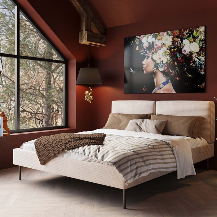 Lit East Side Cord côtelé 160x200cm crème Kare Design