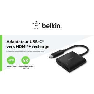 Adaptateur HDMI/USB-C BELKIN USB-C HDMI 60W Noir