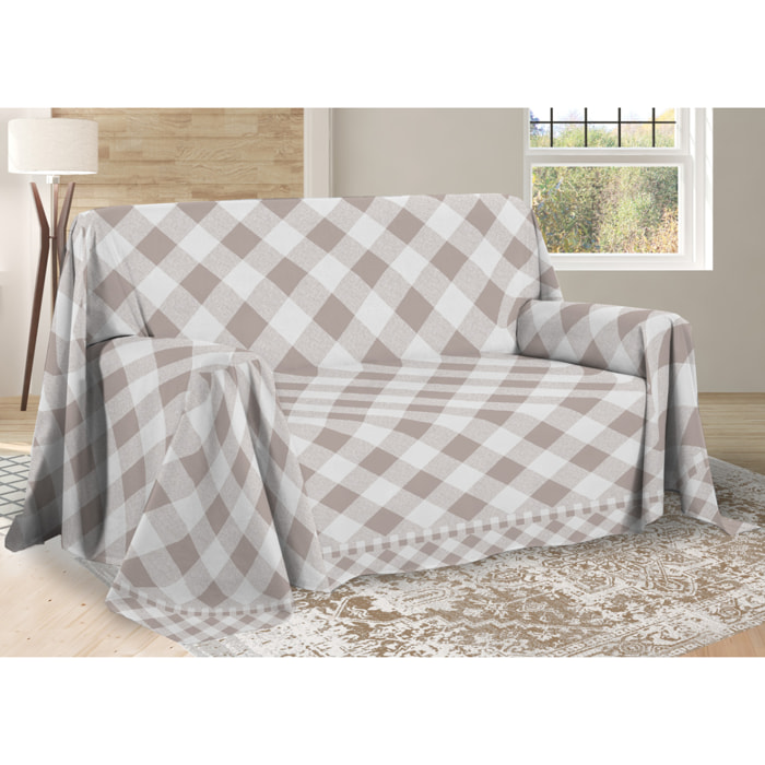 Telo Arredo Multiuso Copritutto 100% Cotone Lovely Check Beige