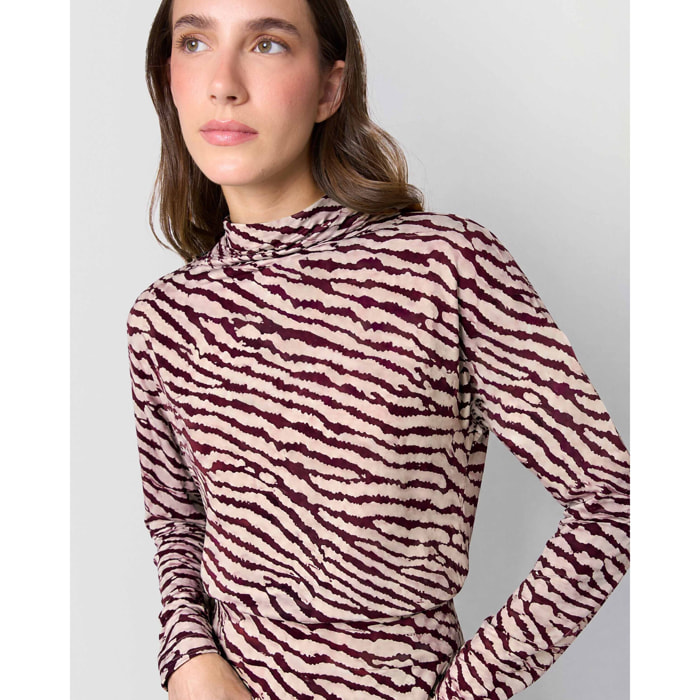 Top drapeado soft rodas burdeos