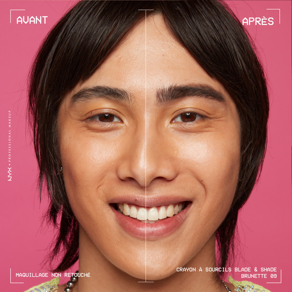 NYX Professional Makeup Blade & Shade, Crayon sourcils double embout, tenue jusqu'à 16h, Brunette