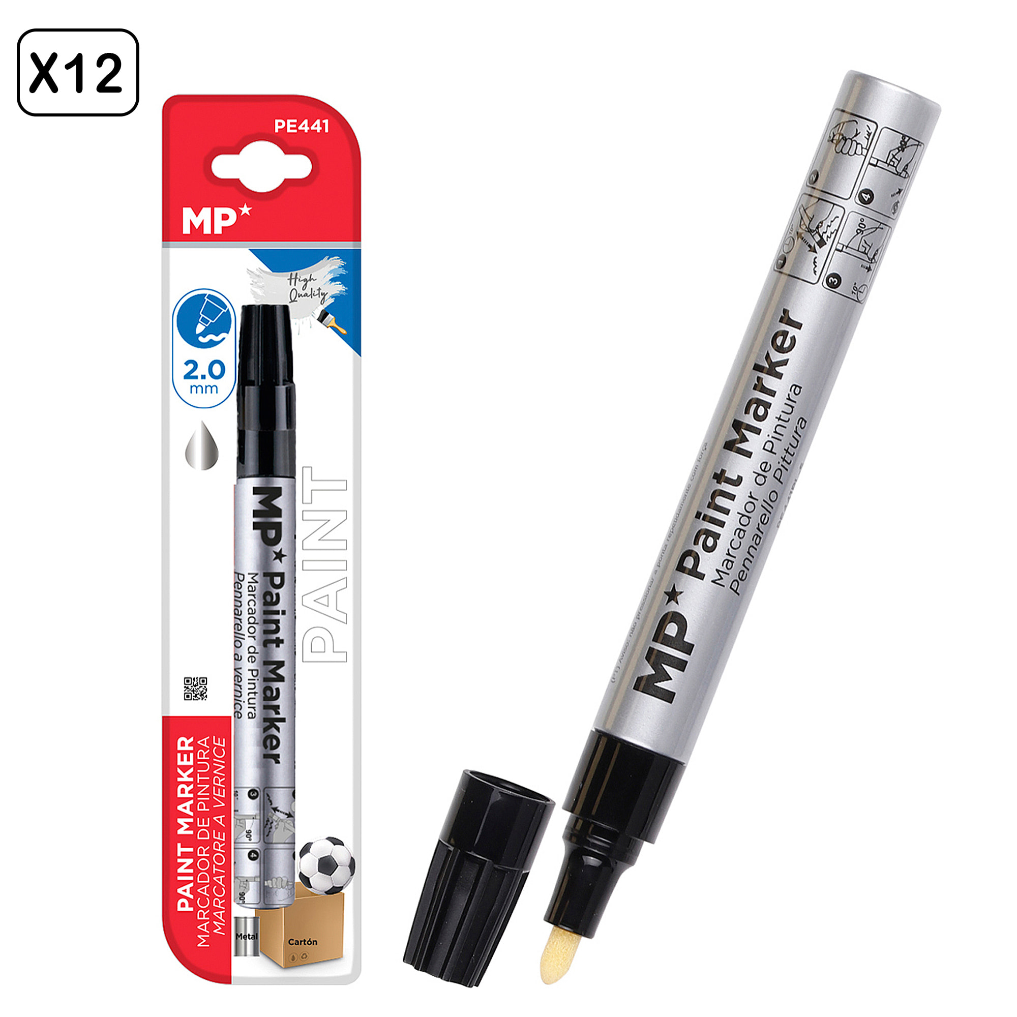 PACK 12 MARCADORES DE PINTURA PLATA