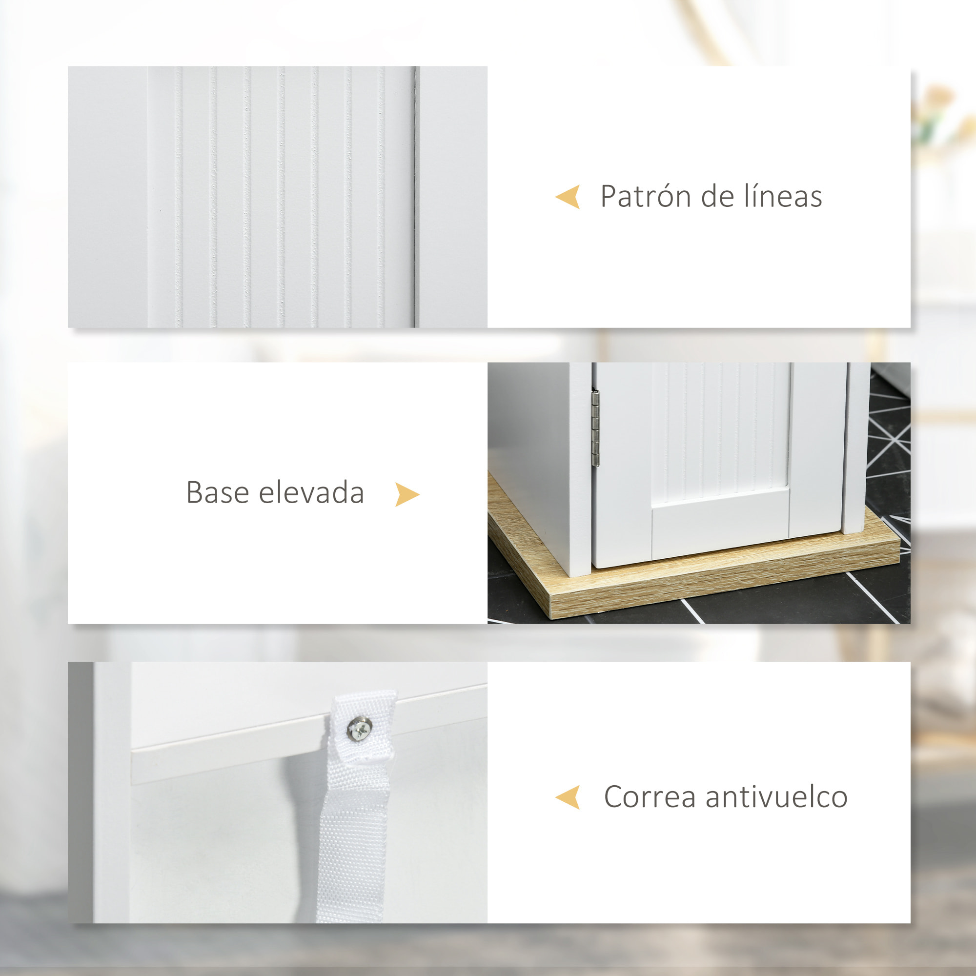 Mueble Auxiliar de Baño Columna de Baño Mueble de Suelo de Baño con Estantes Ajustables y Portarrollos de Papel 20x20x80 cm Blanco