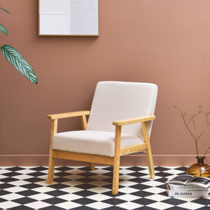 Fauteuil scandinave bois de peuplier, d'hévéa et velours côtelé ISAK