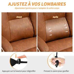 Fauteuil bureau manager inclinable repose-pieds rétractable camel vieilli