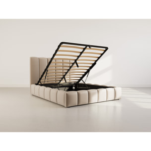 Mermaid - lit coffre - 160x200 cm - en velours - sommier inclus - Taupe